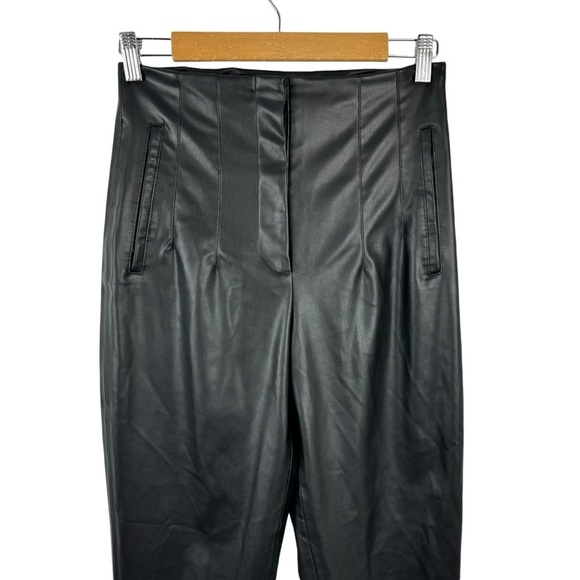 Zara Ankle Faux Leather Pants High Rise  Black Size Small - Picture 3 of 14